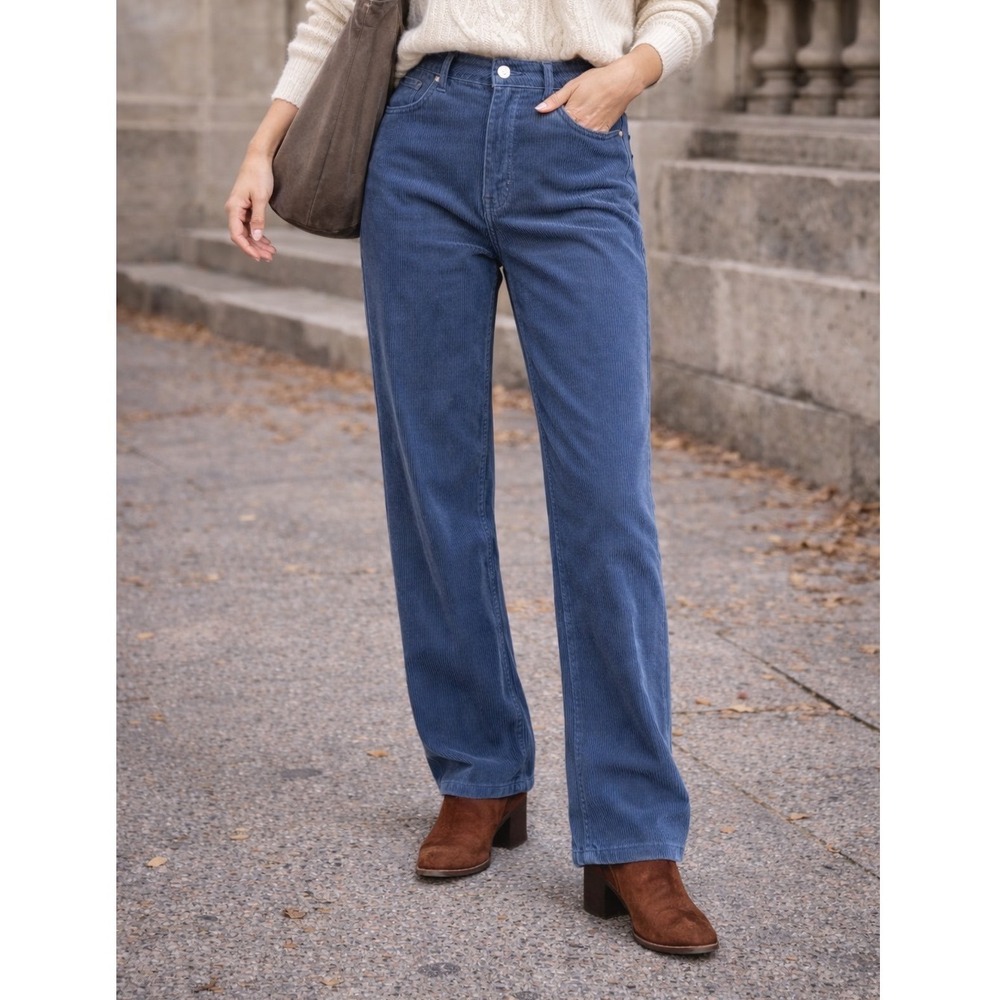 BDG Urban Outfitters Blue Corduroy Mom High-Rise Straight Leg Pants Boho Size 26